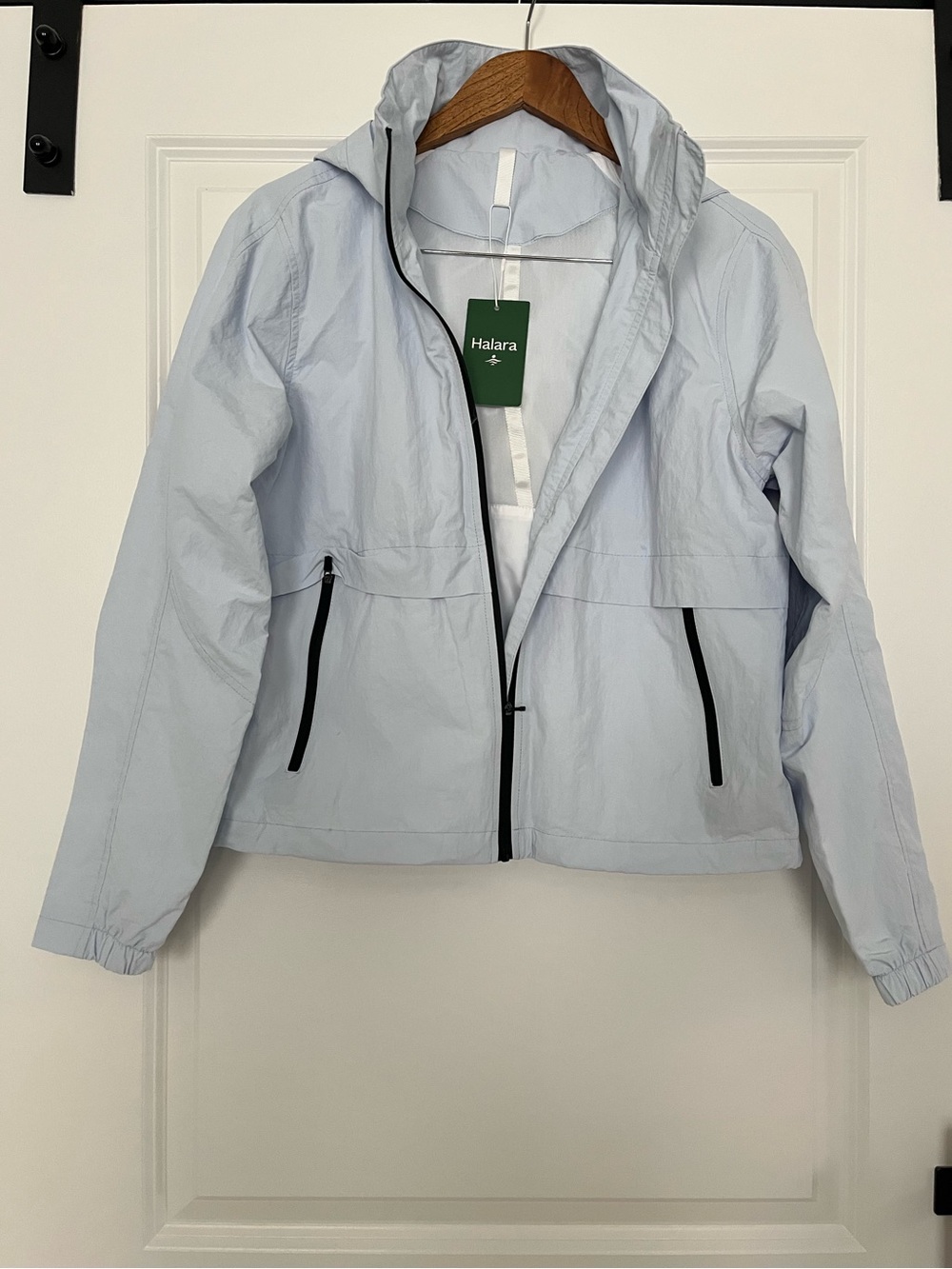 HALARA Women's Pale Blue Lightweight Hooded Utility Jacket